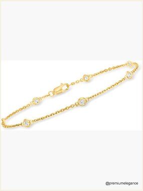 0.25ct Diamond Station Bracelet 18kt Gold Over Sterling